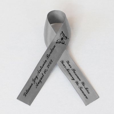 25pcs Personalized Memorial Ribbons, Custom Memorial Ribbon, Funeral Ribbon with (Name - Date), Name Ribbon Personalized with Photo, Custom Ribbon Favors R05