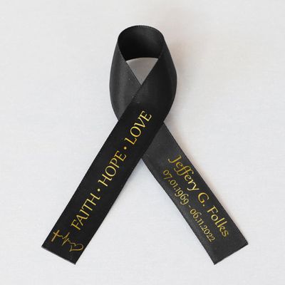 10pcs Personalized Memorial Ribbons, Custom Memorial Ribbon, Funeral Ribbon with (Name - Date), Name Ribbon Personalized with Photo, Custom Ribbon Favors R06