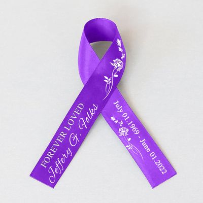 10pcs Personalized Memorial Ribbons, Custom Memorial Ribbon, Funeral Ribbon with (Name - Date), Name Ribbon Personalized with Photo, Custom Ribbon Favors R06