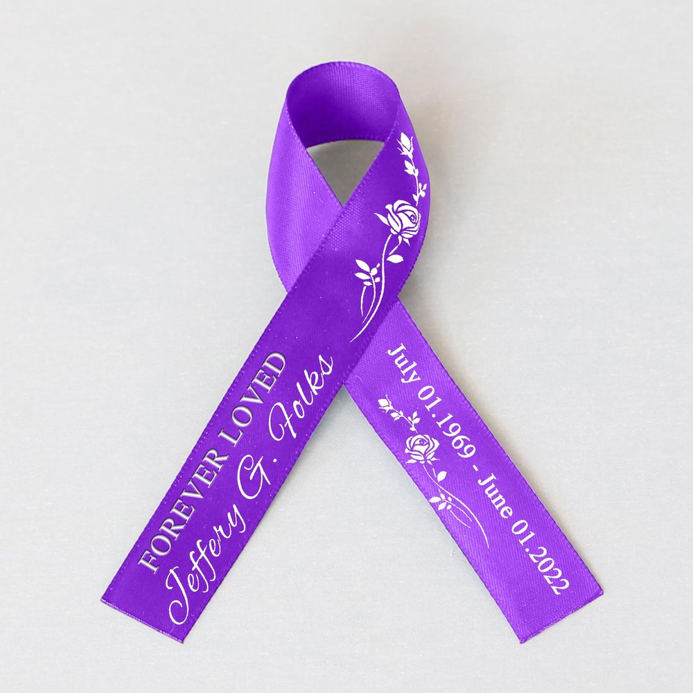10pcs Personalized Memorial Ribbons, Custom Memorial Ribbon, Funeral Ribbon with (Name - Date), Name Ribbon Personalized with Photo, Custom Ribbon Favors R06