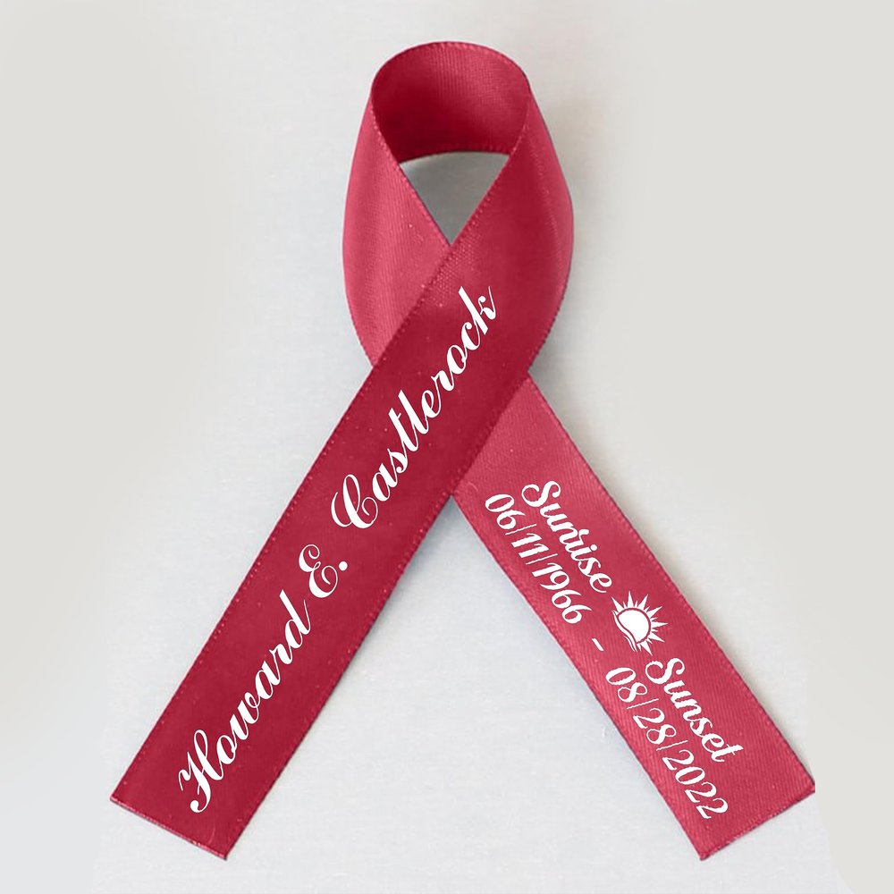 50pcs Personalized Memorial Ribbons, Custom Memorial Ribbon, Funeral Ribbon with (Name - Date), Name Ribbon Personalized with Photo, Custom Ribbon Favors R05