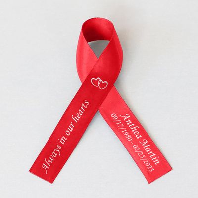 10pcs Personalized Memorial Ribbons, Custom Memorial Ribbon, Funeral Ribbon with (Name - Date), Name Ribbon Personalized with Photo, Custom Ribbon Favors R05