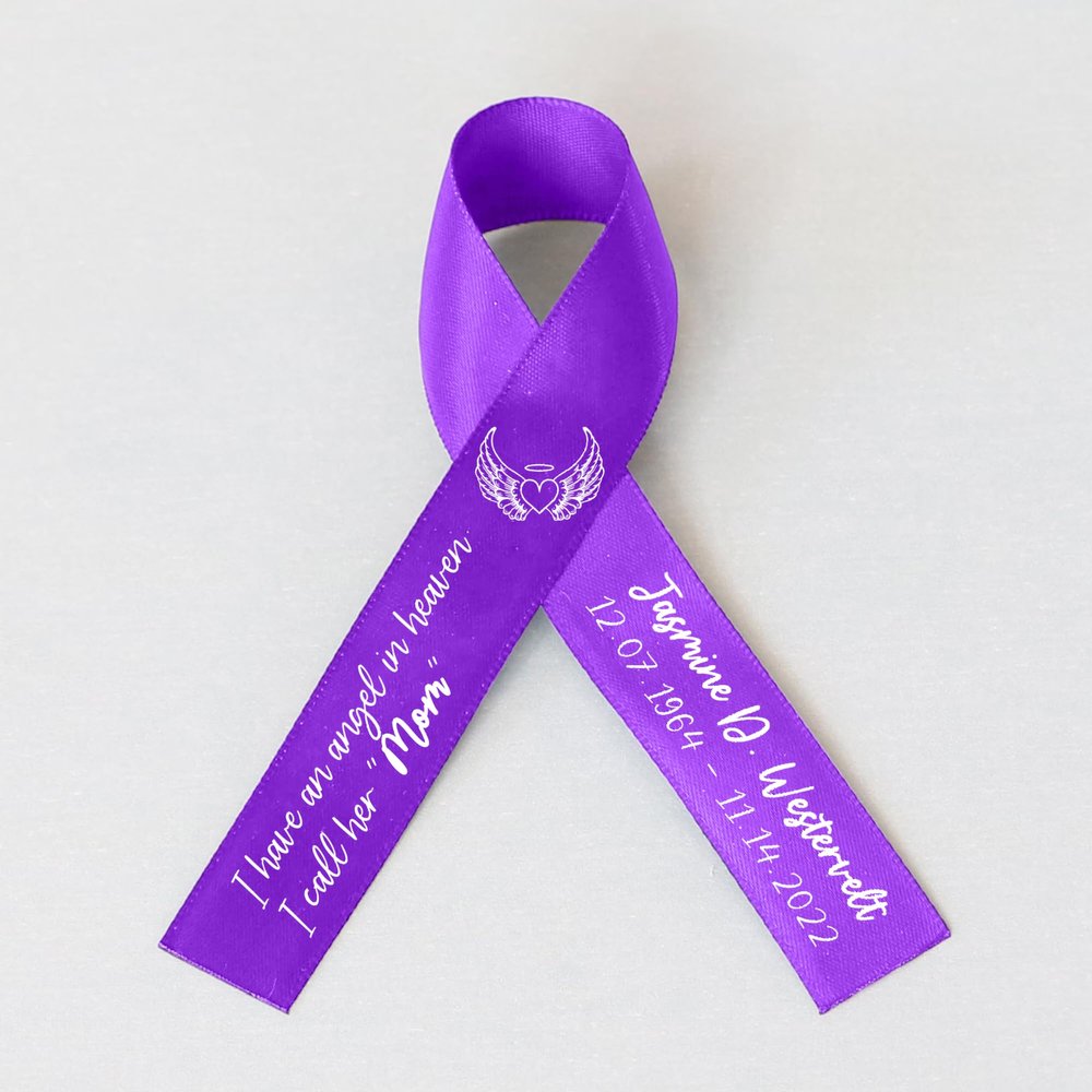 50pcs Personalized Memorial Ribbons, Custom Memorial Ribbon, Funeral Ribbon with (Name - Date), Name Ribbon Personalized with Photo, Custom Ribbon Favors R07