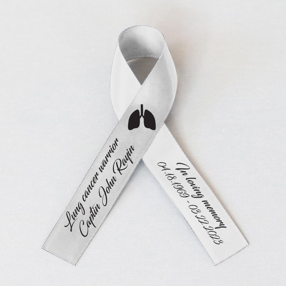 50pcs Personalized Memorial Ribbons, Custom Memorial Ribbon, Funeral Ribbon with (Name - Date), Name Ribbon Personalized with Photo, Custom Ribbon Favors R08