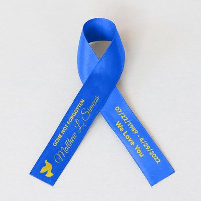 25pcs Personalized Memorial Ribbons, Custom Memorial Ribbon, Funeral Ribbon with (Name - Date), Name Ribbon Personalized with Photo, Custom Ribbon Favors R02