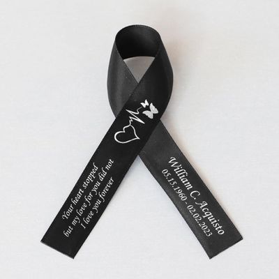 10pcs Personalized Memorial Ribbons, Custom Memorial Ribbon, Funeral Ribbon with (Name - Date), Name Ribbon Personalized with Photo, Custom Ribbon Favors R06
