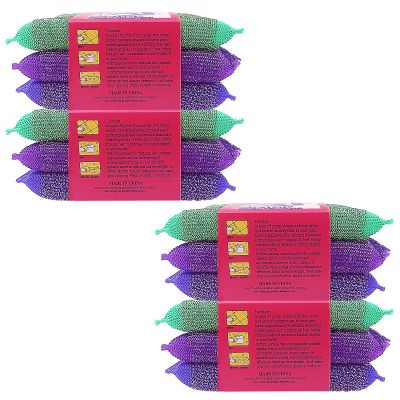 12 PCS Steel Dish Kitchen Sponge Scrubber for Kitchen Multipurpose Heavy Duty Scrub for Dishwashing Long Lasting Kitchen Sponge for Cleaning Dishes, Pans, Pots and Hard Stains, Color Random