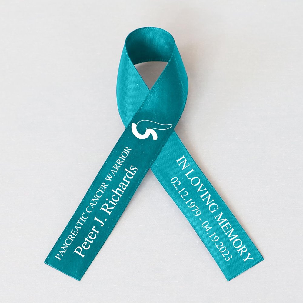 25pcs Personalized Memorial Ribbons, Custom Memorial Ribbon, Funeral Ribbon with (Name - Date), Name Ribbon Personalized with Photo, Custom Ribbon Favors R09