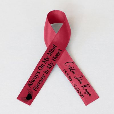 25pcs Personalized Memorial Ribbons, Custom Memorial Ribbon, Funeral Ribbon with (Name - Date), Name Ribbon Personalized with Photo, Custom Ribbon Favors R09