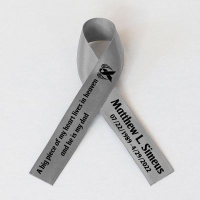 25pcs Personalized Memorial Ribbons, Custom Memorial Ribbon, Funeral Ribbon with (Name - Date), Name Ribbon Personalized with Photo, Custom Ribbon Favors R09