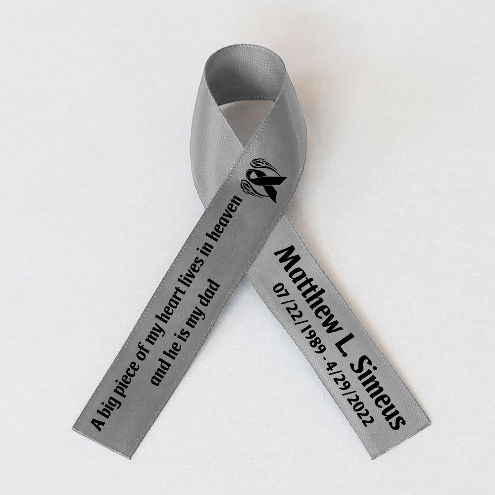 25pcs Personalized Memorial Ribbons, Custom Memorial Ribbon, Funeral Ribbon with (Name - Date), Name Ribbon Personalized with Photo, Custom Ribbon Favors R09