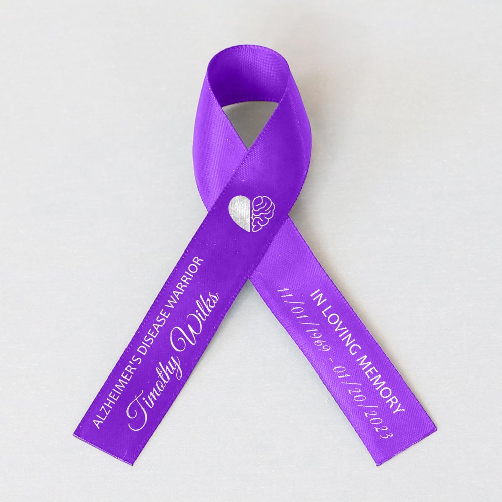 50pcs Personalized Memorial Ribbons, Custom Memorial Ribbon, Funeral Ribbon with (Name - Date), Name Ribbon Personalized with Photo, Custom Ribbon Favors R09