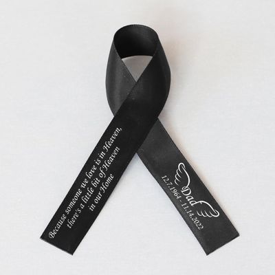 50pcs Personalized Memorial Ribbons, Custom Memorial Ribbon, Funeral Ribbon with (Name - Date), Name Ribbon Personalized with Photo, Custom Ribbon Favors R10