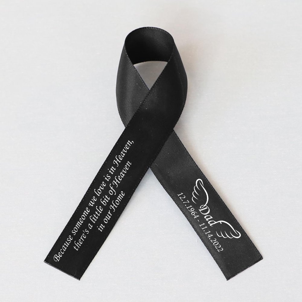 50pcs Personalized Memorial Ribbons, Custom Memorial Ribbon, Funeral Ribbon with (Name - Date), Name Ribbon Personalized with Photo, Custom Ribbon Favors R10