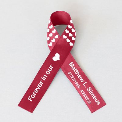 50pcs Personalized Memorial Ribbons, Custom Memorial Ribbon, Funeral Ribbon with (Name - Date), Name Ribbon Personalized with Photo, Custom Ribbon Favors R10