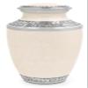 CLEENTABLE Adult Cremation Urns Metal Cremation Urns for Human Ashes - Decorative Memorial Urn for Adults, Secure Screw Lid, Durable Burial Urn for Home, Funeral, Men & Women 10" (White & Silver) view 1