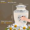 CLEENTABLE Adult Cremation Urns Metal Cremation Urns for Human Ashes - Decorative Memorial Urn for Adults, Secure Screw Lid, Durable Burial Urn for Home, Funeral, Men & Women 10" (White & Silver) view 2