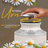 CLEENTABLE Adult Cremation Urns Metal Cremation Urns for Human Ashes - Decorative Memorial Urn for Adults, Secure Screw Lid, Durable Burial Urn for Home, Funeral, Men & Women 10" (White & Silver) view 4