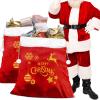 Abbylike 2 Pcs Christmas Jumbo Santa Gift Sacks with Drawstring Extra Large Velvet Bag Oversized Gift Bag with Reindeer Snowflake for Christmas Holiday Gift Giving and Party Decor, 27 x 40 Inch (Red) view 1