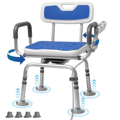 360 Swivel Shower Chair for Inside Shower, Rotating Shower Chair, Swiveling Shower Chair for Elderly and Disabled with Cold-Proof Pads, Support 400lbs,Tools-Free Assemble