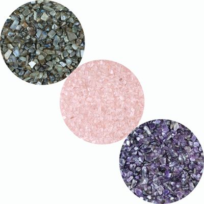 1/2 LB Crushed Rose Quartz, Labradorite, Amethyst Chips Bulk Stone Natural Quartz Pieces Irregular Shape Gemstone Tumbling Cabbing Mining Chakra Balancing Reiki and Crystal Healing Home Office Dcor