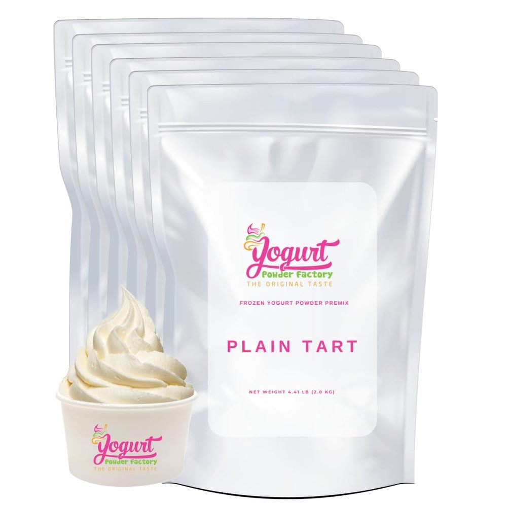 Yogurt Powder Factory Plain Tart Frozen Yogurt Mix  6 Count 4.4lb Bag Non-Gluten Low Fat Yogurt Powder for Soft Serve Machine  Delicious Ice Cream Mix Ideal for Desserts, Smoothies  Easy Preparation