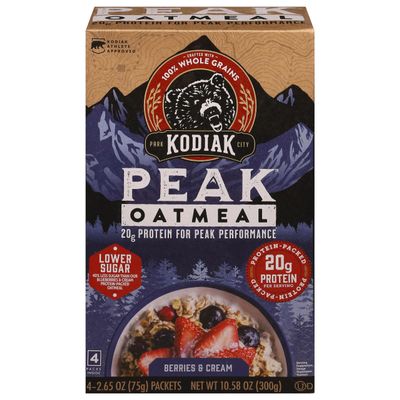 Kodiak Peak Instant Oatmeal Packets, Berries & Cream, High Protein, 6pk