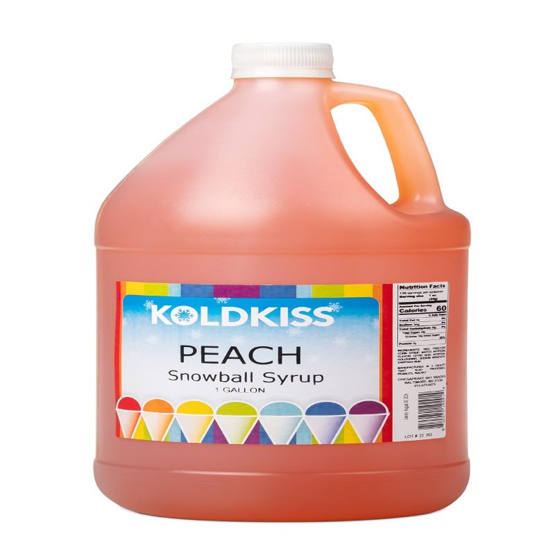 Koldkiss Shaved Ice and Snow Cone Flavored Syrups - One Gallon, 64 Snow cones Per Bottle - Peach Flavor