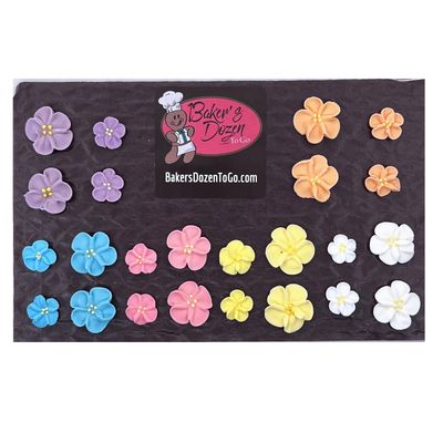Wild Rose Flowers - 24 pcs Edible Icing Cupcake Topper by BakersDozenToGo (Choose Styles Below)