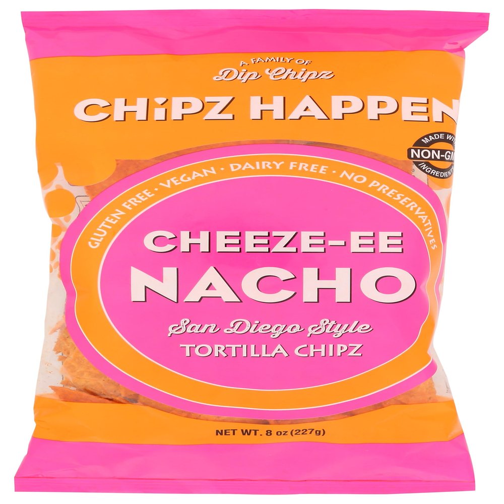 Chipz Happen So Cheez-ee Nacho Tortilla Chips, Dairy Free, 8 Ounces (Pack Of 12)