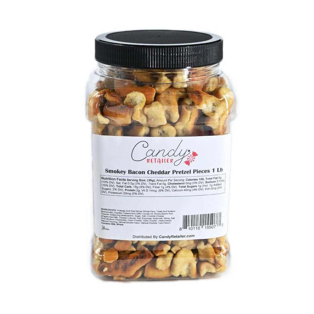 Candy Retailer Smokey Bacon Cheddar Pretzel Pieces 1 Lb