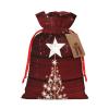 Zelamiee Merry Christmas Tree Christmas Drawstring Burlap Gift Bags for Men Women 4.7"x 6.9" Goodies Bags Gift, Perfect for Daily Storage view 1