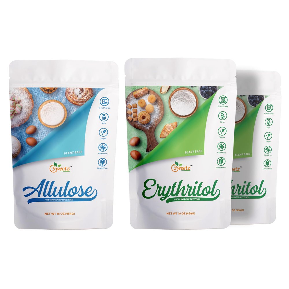 All Purpose Sweeteners: Erythritol 2-Pack & Allulose 1-Pack. Total Servings 342; Zero Calorie Sweeteners, Sugar-Free Substitute for Baking, Smoothies, Coffee; Low Carb Keto Diet Friendly Food | ERY2ALU1MPK3, 1LB/Each