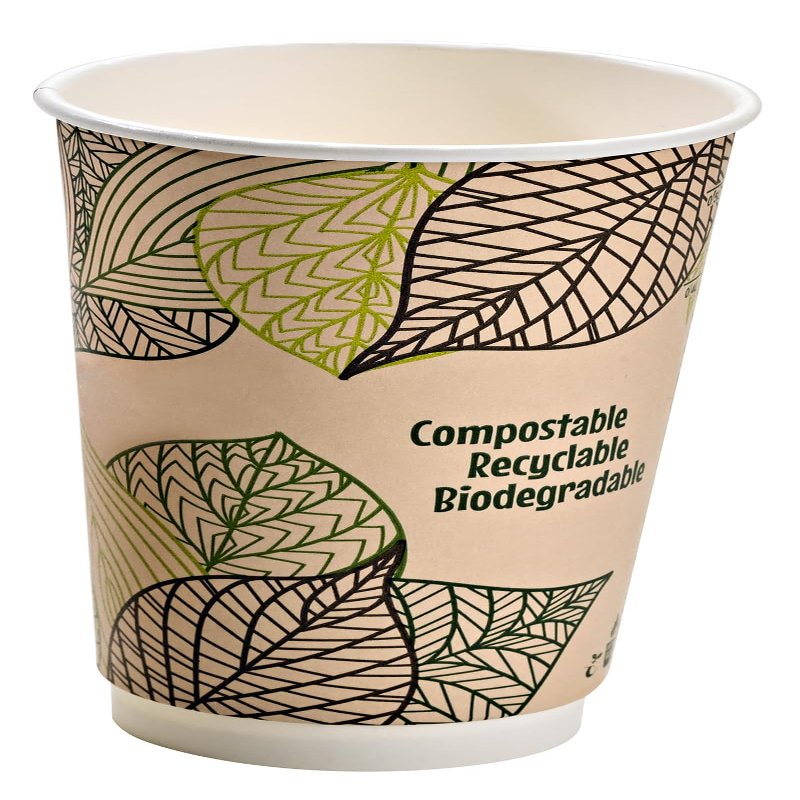 PacknWood Kraft Double Wall Paper Cup without Plastic| Eco-Friendly Cup | Disposable Cup | Biodegradable Paper Cup- 20oz (D: 3.5in H: 6.3in) - 500 pcs