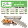 29oz Disposable Bowls with Fiber Lids - 2 Compartment Rectangular Compostable Sugarcane Biodegradable Paper Bowls Eco-Friendly Take Out Food Storage Containers, Microwave Safe, Meal Prep (400 PACK) view 2
