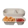 29oz Disposable Bowls - 2 Compartment Rectangular Compostable Sugarcane Fiber Biodegradable Paper Bowls Eco-Friendly Oblong Take Out Food Containers, Food Storage, Microwave Safe, Meal Prep (150 PACK) view 1