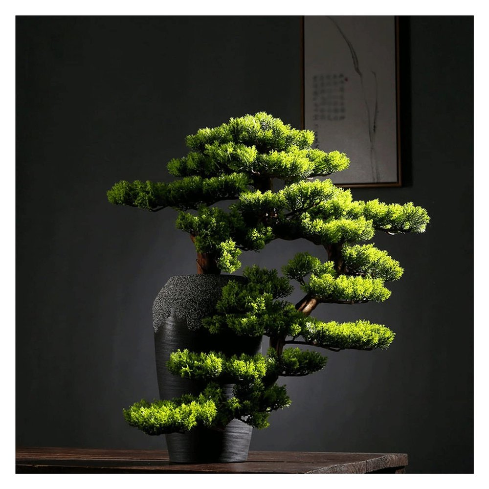 Artificial Trees Artificial Bonsai Tree23 Inches Faux Vase Bonsai Pine Fake Tree Bonsai Plant for Decoration Desktop Display Simulated Pine