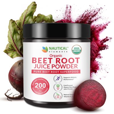 Beet Juice Powder Organic - Cold Pressed - 20:1 Concentrate - Concentrated Beet Root Powder - Nitric Oxide - Circulation Support - 57 Servings of Beet Root Supplement - 7oz