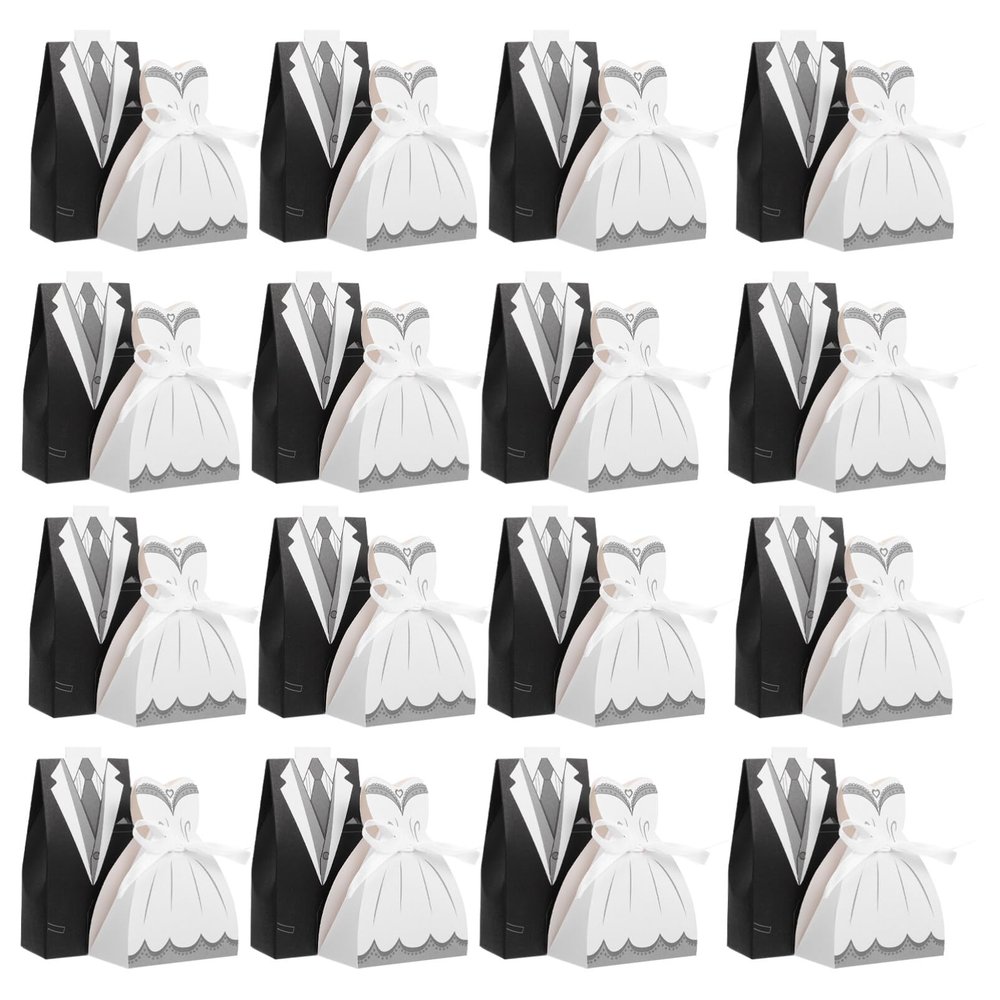100pcs Luxury Wedding Candy Storage Boxes for Bride Groom Creative Dress Design for Parties and Celebrations Multi-functional Packaging