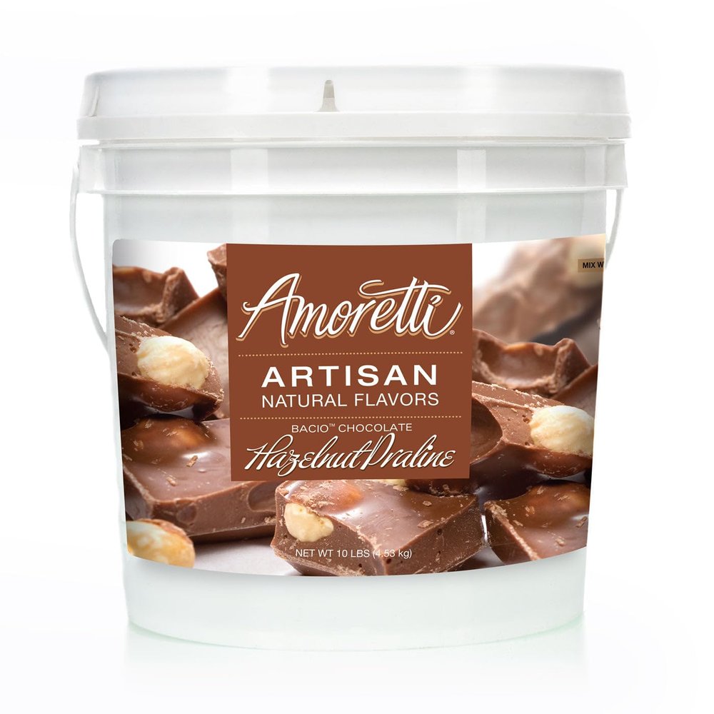 Amoretti - Natural Bacio Chocolate Hazelnut Praline Artisan Flavor Paste, 10 lbs, Perfect For Ice Cream, Beverages, Cakes, and more, Preservative Free, Vegan, Gluten Free, No Artificial Sweetenersd