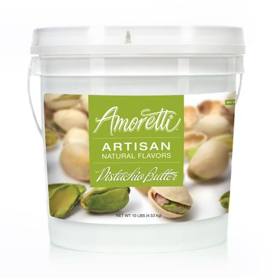 Amoretti - Natural Pistachio Butter Artisan Flavor Paste, 10 lbs, Perfect For Ice Cream, Beverages, Cakes, and more, Preservative Free, Vegan, Gluten Free, No Artificial Sweeteners, Concentrated