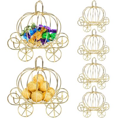Baluue Metal Pumpkin Carriage Candy Box 4.7 Inch Halloween Wedding Favor Storage Box for Birthday Baby Shower Party Decoration