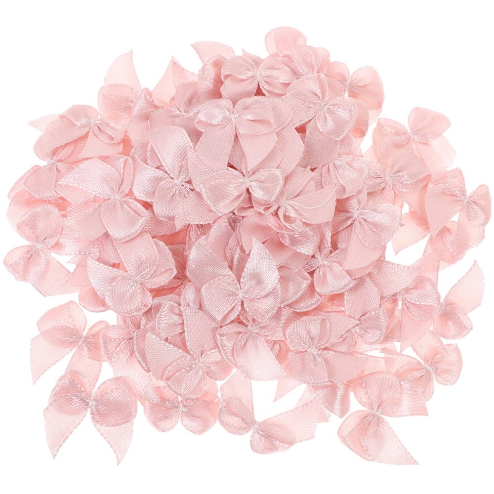 Healeved 100pcs Hot Pink Ribbon Bows Handmade Hair Bows Crafts Ornaments Decor for Birthday Parties