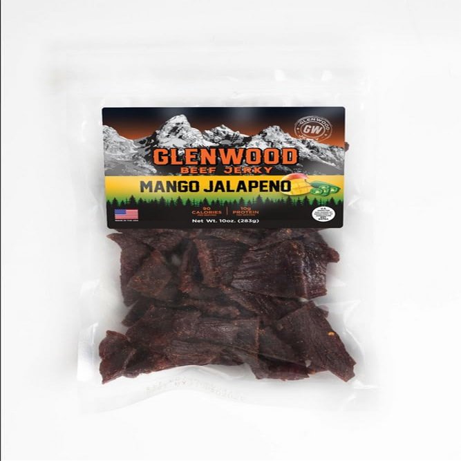 Glenwood Beef Jerky Mango Jalapeno 10 Ounce Resealable Bag - Moist & Tender, High-Protein Snack, Made in the USA