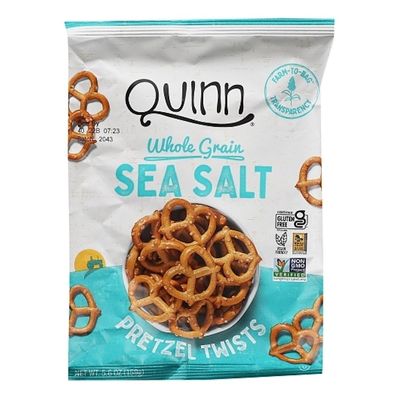 Quinn Whole Grain Sea Salt Pretzel Twists, Vegan Friendly, Kosher, Gluten Free & Non-GMO, 5.6 Ounce (Pack of 8)