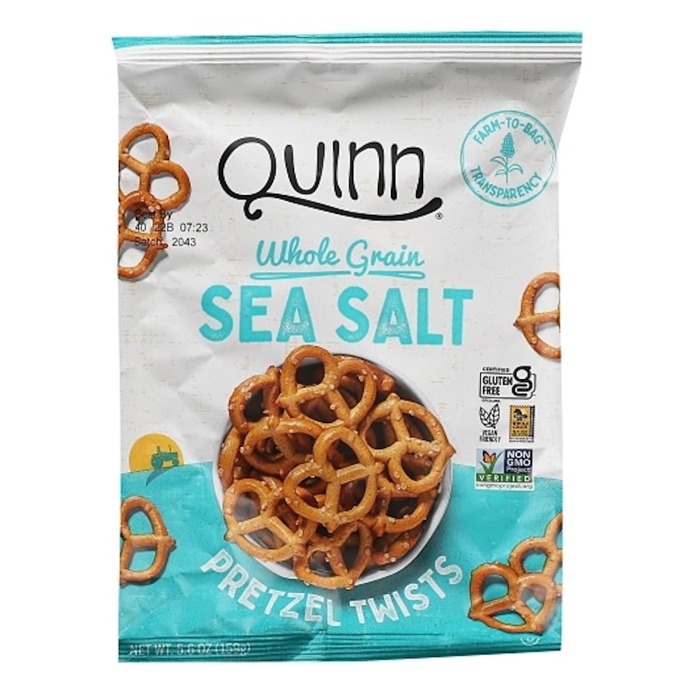 Quinn Whole Grain Sea Salt Pretzel Twists, Vegan Friendly, Kosher, Gluten Free & Non-GMO, 5.6 Ounce (Pack of 8)