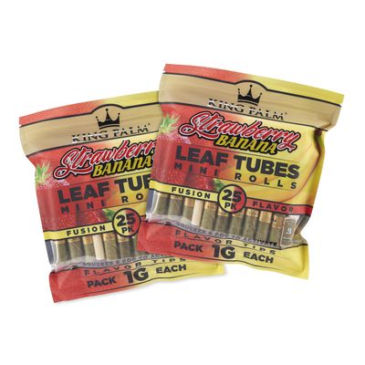 KING PALM King Palm Mini Prerolled Cones - All Natural Preroll Palm Leaf Cone - Corn Husk Filter Tip - Organic Per Rolled Palm Leaf Wraps - 25 Cones per Pack - (Strawberry Banana, 2 Packs, 50 Rolls)