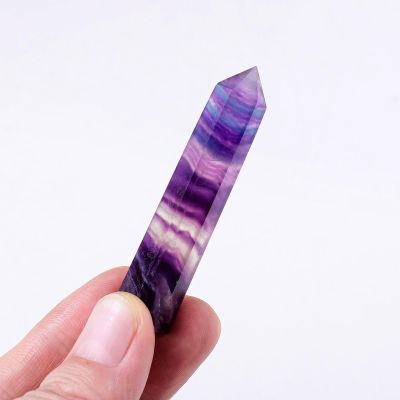 HXSCOO 1PC Natural Rainbow Fluorite Obelisk Stripe Fluorite Wand Raw Healing Gemstone Polished Crystal Point Gift (Color : Colourful Fluorite, Size : 5-6cm)