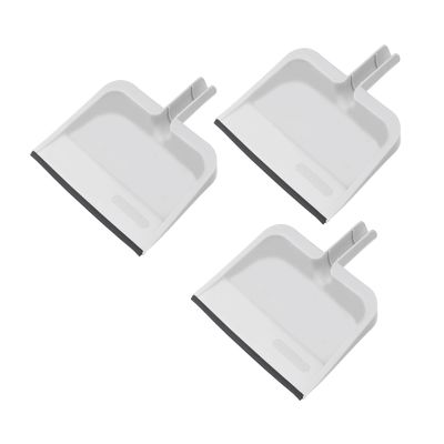 Superio Clip-On Dustpan with Rubber Lip - 10-inch Wide Durable Plastic Dust Pan with Comfort Grip Handle, White, 3-Pack