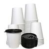 10 oz Disposable White Paper Coffee Cups with Black Flat Lids, Recyclable Hot/Cold Beverage Paper Drinking Cups with Lids for Tea, Water, Coffee, Travel, Picnic, Breakroom, Office (25 PACK) view 1